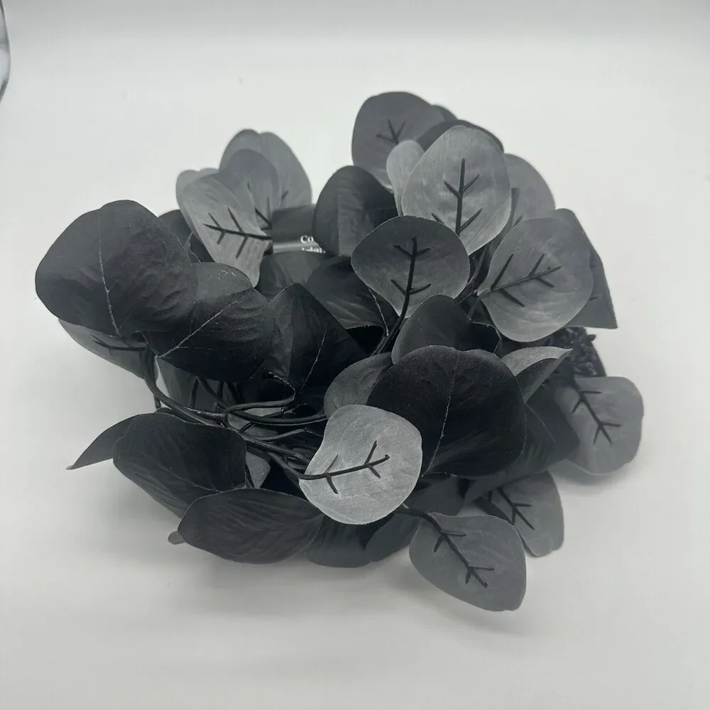 Ashland Halloween Black Eucalyptus Coiled Garland 5ft Faux Spooky Goth Decor